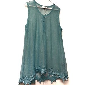 Simply Noelle Loose Knit Cover Up with Lac…